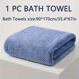Modern Pineapple Grid Design Ultra-Soft Coral Fleece Bath Towel｜90x170cm Extra Thick Strong Absorption, Suitable for Bathroom, Gym, Hotel, and Home Use.(dark blue)