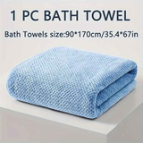 Modern Pineapple Grid Design Ultra-Soft Coral Fleece Bath Towel｜90x170cm Extra Thick Strong Absorption, Suitable for Bathroom, Gym, Hotel, and Home Use.(dark blue)