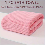 Modern Pineapple Grid Design Ultra-Soft Coral Fleece Bath Towel｜90x170cm Extra Thick Strong Absorption, Suitable for Bathroom, Gym, Hotel, and Home Use.(dark blue)