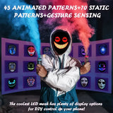 Smart LED Gesture-Sensing Light-Up Mask, 45 Dynamic + 70 Static Patterns, Party Atmosphere Essential / USB Rechargeable Version