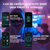 Smart LED Gesture-Sensing Light-Up Mask, 45 Dynamic + 70 Static Patterns, Party Atmosphere Essential / Battery-Powered Version