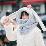 Cartoon Rabbit Ear Thermal Hat: Three-in-One Design, Cute and Warm, Perfect for Cycling and Skiing, Adorable All Winter Long!/white
