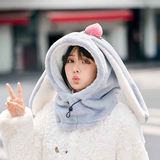 Cartoon Rabbit Ear Thermal Hat: Three-in-One Design, Cute and Warm, Perfect for Cycling and Skiing, Adorable All Winter Long!/GREY In Australia - Darrahopens