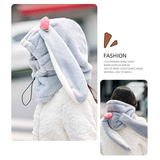 Cartoon Rabbit Ear Thermal Hat: Three-in-One Design, Cute and Warm, Perfect for Cycling and Skiing, Adorable All Winter Long!/GREY In Australia - Darrahopens