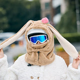 Cartoon Rabbit Ear Thermal Hat: Three-in-One Design, Cute and Warm, Perfect for Cycling and Skiing, Adorable All Winter Long!/GREY