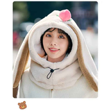 Cartoon Rabbit Ear Thermal Hat: Three-in-One Design, Cute and Warm, Perfect for Cycling and Skiing, Adorable All Winter Long!/beige In Australia - Darrahopens