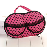 Fashionable EVA Bra Travel Storage Bag: Large Capacity Portable with Lid, Compression Resistant Anti Deformation, Essential for Business Trips, Beautiful and Practical/Foundation black spot/Green background rose with net