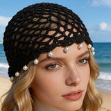 Bohemian Pearl Tassel Turban Headband – Hand-Woven, Breathable & Lightweight, Literary & Versatile, Brightens Up Your Summer Look. (Khaki) In Australia - Darrahopens