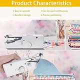 Handheld Sewing Machine, Mini Portable Sewing Machine, Quick Handheld Sewing Tool, Suitable for Fabric and Clothing (Batteries Not Included, Requires 4 AA Batteries), Colors of Fabric and Thread Spool in Accessories Are Random