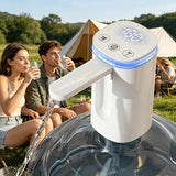 Smart Foldable Electric Water Dispenser: LCD display with night light, timed and measured dispensing, 90° auto-fold design for dust protection, Type-C fast charging with long battery life, ideal for home, office, and camping.(WHITE)