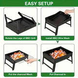 Portable Folding Grill: 4-Step Assembly, Light & Portable, Sturdy Design, Enjoy Outdoor Grilling Anytime