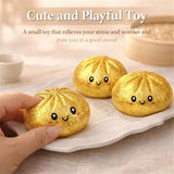 Simulated Smiley Steamed Bun Squishy Toy, Cute Stress Relief Plaything, Soft Slow-Rebound Texture, Adorable Desktop Decor（Golden pinching）