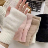 Women's Comfortable Fingerless Gloves - Soft, Warm, and Fashionable Pure White Winter Gloves, Suitable for Cold Weather or Casual Wear, Hand Washable, Ladies' Gloves.white