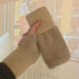 Women's Comfortable Fingerless Gloves - Soft, Warm, and Fashionable Pure White Winter Gloves, Suitable for Cold Weather or Casual Wear, Hand Washable, Ladies' Gloves.white
