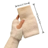 Women's Comfortable Fingerless Gloves - Soft, Warm, and Fashionable Pure White Winter Gloves, Suitable for Cold Weather or Casual Wear, Hand Washable, Ladies' Gloves.white