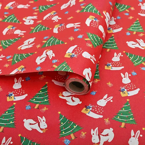 Premium Kraft Paper Christmas Wrapping Roll, 32.8 Feet (Approx. 10 Meters) Extra-Long, Festive Patterns Suitable for Multi-Scene Decoration./RED In Australia - Darrahopens
