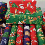Premium Kraft Paper Christmas Wrapping Roll, 32.8 Feet (Approx. 10 Meters) Extra-Long, Festive Patterns Suitable for Multi-Scene Decoration./RED