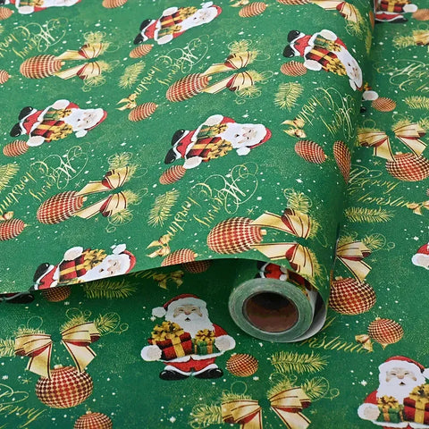 Premium Kraft Paper Christmas Wrapping Roll, 32.8 Feet (Approx. 10 Meters) Extra-Long, Festive Patterns Suitable for Multi-Scene Decoration./GREEN In Australia - Darrahopens