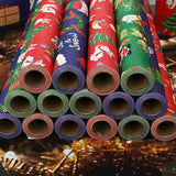 Premium Kraft Paper Christmas Wrapping Roll, 32.8 Feet (Approx. 10 Meters) Extra-Long, Festive Patterns Suitable for Multi-Scene Decoration./BLUE