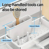 No Drill 360° Rotating Drain Sponge Holder with Tray Kitchen Sink Organizer(WHITE)