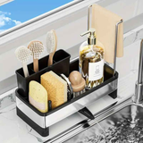 No Drill 360° Rotating Drain Sponge Holder with Tray Kitchen Sink Organizer(GREY)