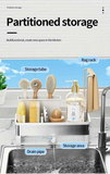 No Drill 360° Rotating Drain Sponge Holder with Tray Kitchen Sink Organizer(GREY)
