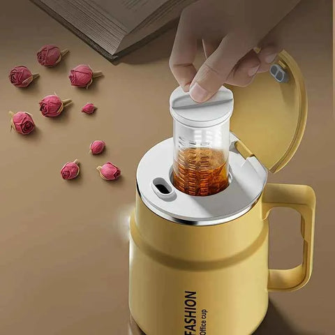 600ML Multi-Functional Mug, Three Drinking Modes: Direct Drink, Straw, Open Mouth, Bottom Storage for Folding Spoon, 304 Stainless Steel Inner Liner – A Must-Have Hydration Tool for Lazy People./Mango yellow In Australia - Darrahopens