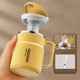 600ML Multi-Functional Mug, Three Drinking Modes: Direct Drink, Straw, Open Mouth, Bottom Storage for Folding Spoon, 304 Stainless Steel Inner Liner – A Must-Have Hydration Tool for Lazy People./Mango yellow In Australia - Darrahopens