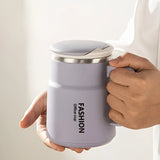 600ML Multi-Functional Mug, Three Drinking Modes: Direct Drink, Straw, Open Mouth, Bottom Storage for Folding Spoon, 304 Stainless Steel Inner Liner – A Must-Have Hydration Tool for Lazy People./Mango yellow