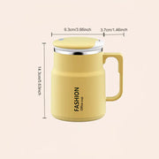 600ML Multi-Functional Mug, Three Drinking Modes: Direct Drink, Straw, Open Mouth, Bottom Storage for Folding Spoon, 304 Stainless Steel Inner Liner – A Must-Have Hydration Tool for Lazy People./Taro color