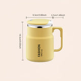 600ML Multi-Functional Mug, Three Drinking Modes: Direct Drink, Straw, Open Mouth, Bottom Storage for Folding Spoon, 304 Stainless Steel Inner Liner – A Must-Have Hydration Tool for Lazy People./Taro color
