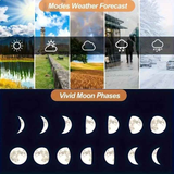 Indoor Outdoor Weather Station Color LCD Atomic Clock Barometer Forecast Dual Alarm Snooze Calendar Time Date Moon Phase Adjustable Backlight.BLACK