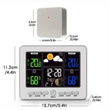 Indoor Outdoor Weather Station Color LCD Atomic Clock Barometer Forecast Dual Alarm Snooze Calendar Time Date Moon Phase Adjustable Backlight.BLACK