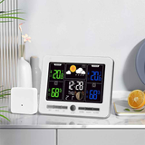 Indoor Outdoor Weather Station Color LCD Atomic Clock Barometer Forecast Dual Alarm Snooze Calendar Time Date Moon Phase Adjustable Backlight.BLACK