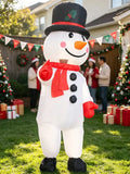 Black Hat Snowman Christmas Inflatable Costume, Polyester Adult Big Hat Snowman Christmas Inflatable Costume, Role-Playing Inflatable Costume Dress-Up Prop, suitable for Christmas, Halloween, Carnival, various activities and parties (costume does not meas