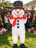 Black Hat Snowman Christmas Inflatable Costume, Polyester Adult Big Hat Snowman Christmas Inflatable Costume, Role-Playing Inflatable Costume Dress-Up Prop, suitable for Christmas, Halloween, Carnival, various activities and parties (costume does not meas