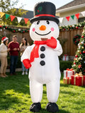 Black Hat Snowman Christmas Inflatable Costume, Polyester Adult Big Hat Snowman Christmas Inflatable Costume, Role-Playing Inflatable Costume Dress-Up Prop, suitable for Christmas, Halloween, Carnival, various activities and parties (costume does not meas