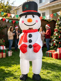 Black Hat Snowman Christmas Inflatable Costume, Polyester Adult Big Hat Snowman Christmas Inflatable Costume, Role-Playing Inflatable Costume Dress-Up Prop, suitable for Christmas, Halloween, Carnival, various activities and parties (costume does not meas