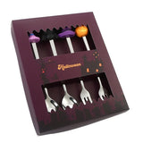 🎃 Halloween Cartoon Coffee Spoon Gift Box! Stainless Steel Pumpkin Ghost Stirring Spoon Dessert Fork, One-Piece Construction Easy to Clean, Exquisite Gift Box Packaging, Must-Have Creative Party Gift! ✨ (6-Piece Set Silver)