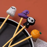 🎃 Halloween Cartoon Coffee Spoon Gift Box! Stainless Steel Pumpkin Ghost Stirring Spoon Dessert Fork, One-Piece Construction Easy to Clean, Exquisite Gift Box Packaging, Must-Have Creative Party Gift! ✨ (4-pcs GOLD)