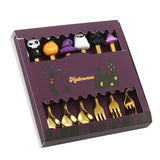 🎃 Halloween Cartoon Coffee Spoon Gift Box! Stainless Steel Pumpkin Ghost Stirring Spoon Dessert Fork, One-Piece Construction Easy to Clean, Exquisite Gift Box Packaging, Must-Have Creative Party Gift! ✨ (4-pcs GOLD)
