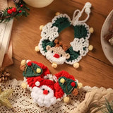 Handmade Yarn Pet Neckerchief, Christmas Photo Must-Have, Comfortable, Breathable & Adjustable. Reindeer Crochet Neckerchief: Size S