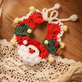 Handmade Yarn Pet Neckerchief, Christmas Photo Must-Have, Comfortable, Breathable & Adjustable. Reindeer Crochet Neckerchief: Size M