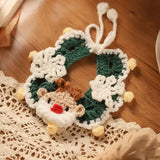 Handmade Yarn Pet Neckerchief, Christmas Photo Must-Have, Comfortable, Breathable & Adjustable. Santa Claus Crochet Neckerchief: Size S