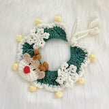 Handmade Yarn Pet Neckerchief, Christmas Photo Must-Have, Comfortable, Breathable & Adjustable. Santa Claus Crochet Neckerchief: Size L