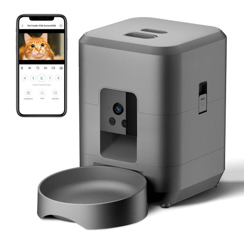 Smart Pet Feeder with Camera 2L, WiFi App Control, Two-Way Audio, USB & Battery Backup(black) In Australia - Darrahopens