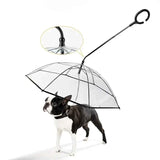 Bendable transparent pet umbrella with leash chain, rain or shine, one umbrella for outdoor pet walks