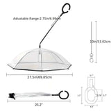 Bendable transparent pet umbrella with leash chain, rain or shine, one umbrella for outdoor pet walks