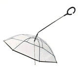 Bendable transparent pet umbrella with leash chain, rain or shine, one umbrella for outdoor pet walks