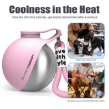 Portable Stainless Steel Cat & Dog Water Bottle, Leak-Proof 2-in-1 with Bowl, One-Press Drink & Feed for Outdoor Walks & Travel, Lightweight & Easy to Carry, Pet Essential./blue